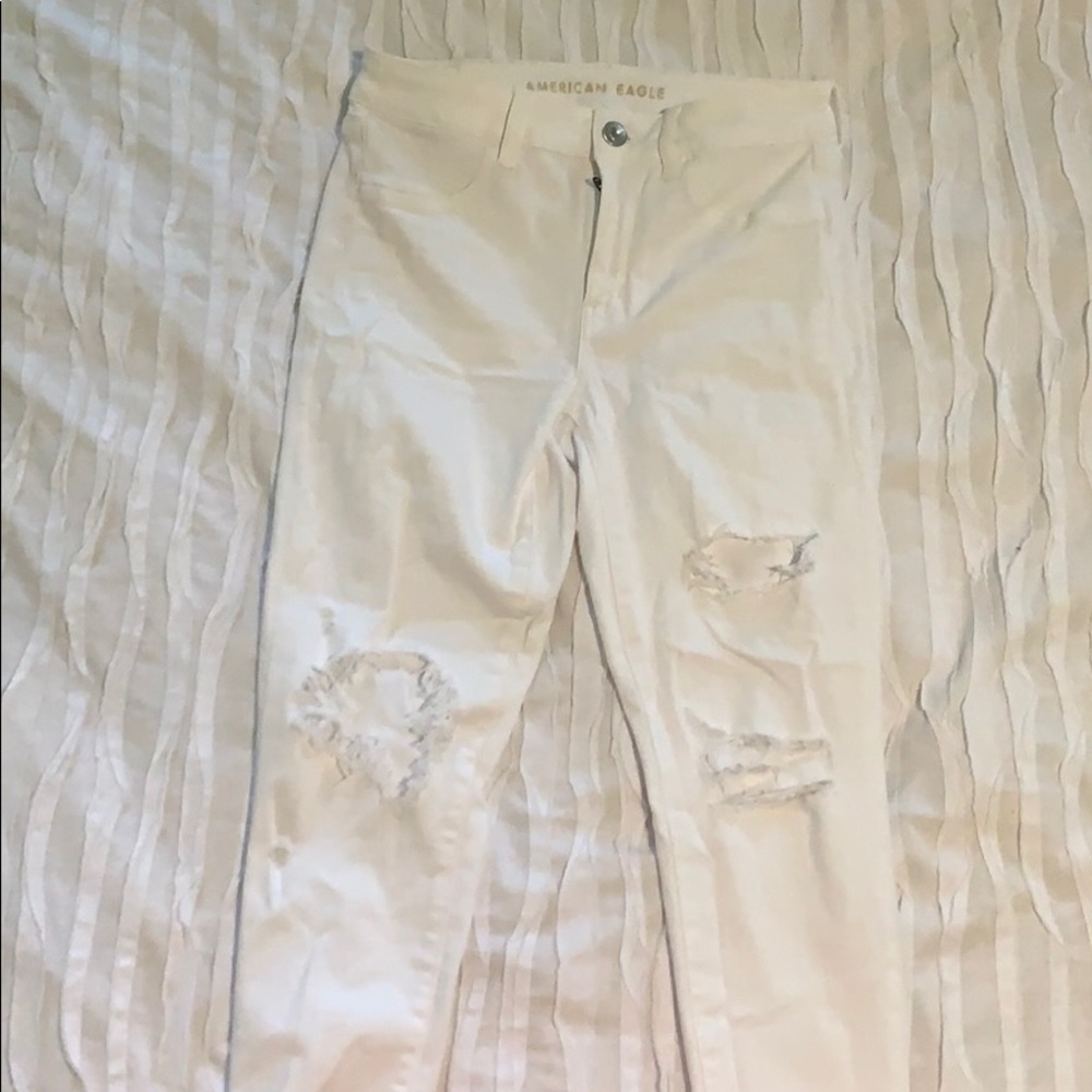 White skinny ripped jeans